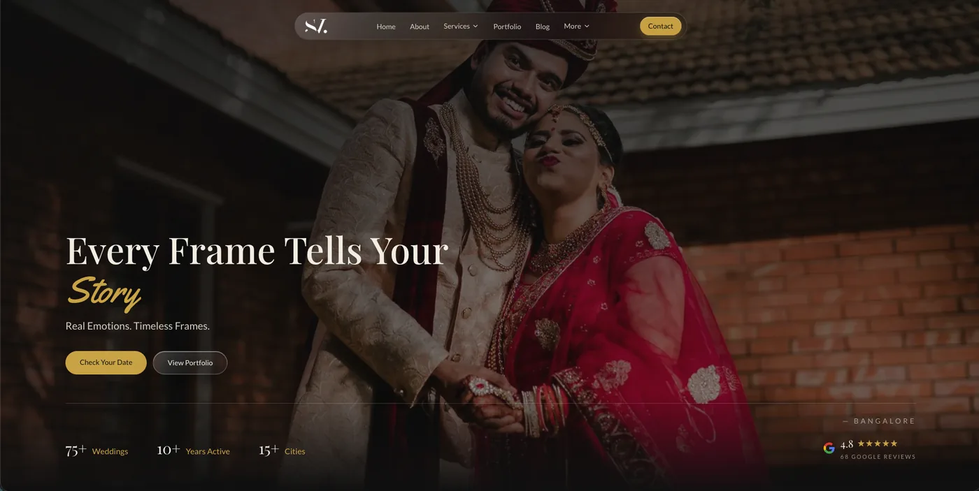 Sree Vikash Photography website homepage