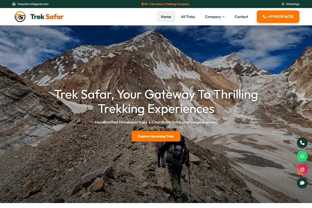 Screenshot of Trek Safar — Travel & Trekking Website