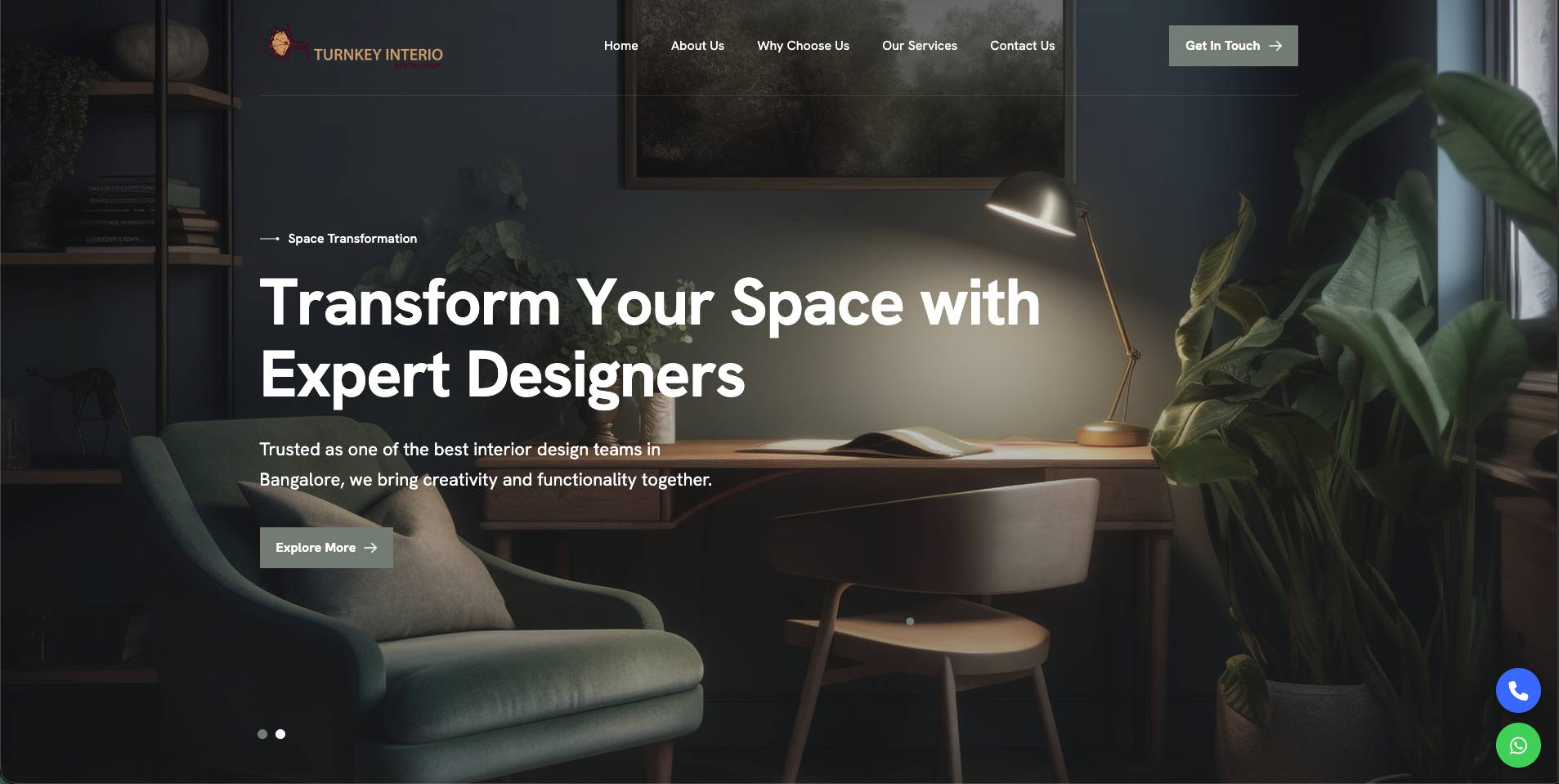 Screenshot of Turnkey Interio — Bengaluru's Best Interior Designers